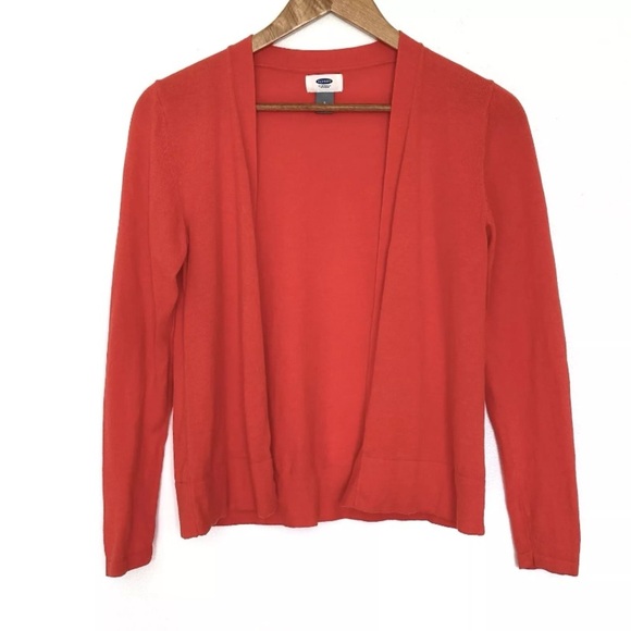 Open Front Long Sleeve Lightweight Cardigan XS Red Orange - Picture 2 of 8